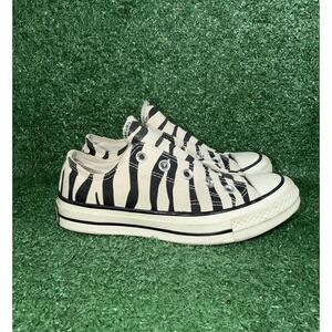 Converse Womens Size 5.5 Chuck 70 Zebra Print Black White Casual Shoes Sneakers